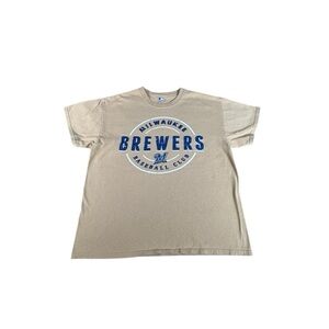 Milwaukee Brewers MLB T-Shirt Mens Large Tan Genuine Merchandise Baseball Tee